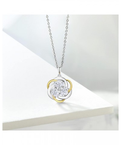 925 Sterling Silver and 10K Yellow Gold White Moissanite and Lab Grown Diamond Pendant Necklace For Women (1.51 Cttw, Oval 6X...