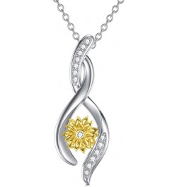 Sunflower Dimonds Necklace for Women, You Are My Sunshine, Natural Dimonds Sterling Silver Infinity Sunflower Pendant Jewelry...