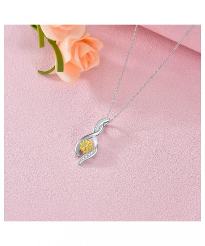 Sunflower Dimonds Necklace for Women, You Are My Sunshine, Natural Dimonds Sterling Silver Infinity Sunflower Pendant Jewelry...