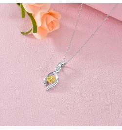 Sunflower Dimonds Necklace for Women, You Are My Sunshine, Natural Dimonds Sterling Silver Infinity Sunflower Pendant Jewelry...