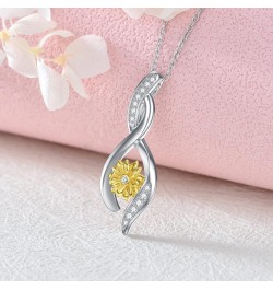 Sunflower Dimonds Necklace for Women, You Are My Sunshine, Natural Dimonds Sterling Silver Infinity Sunflower Pendant Jewelry...