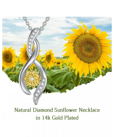 Sunflower Dimonds Necklace for Women, You Are My Sunshine, Natural Dimonds Sterling Silver Infinity Sunflower Pendant Jewelry...