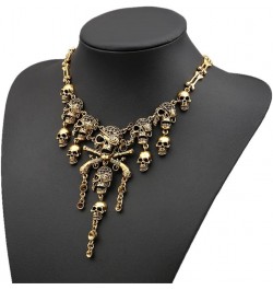 Fashion Multi-Level Pirate Skull Tassel Charm Necklace Collar Bib for Women Gold toen $6.98 Necklaces