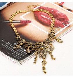 Fashion Multi-Level Pirate Skull Tassel Charm Necklace Collar Bib for Women Gold toen $6.98 Necklaces