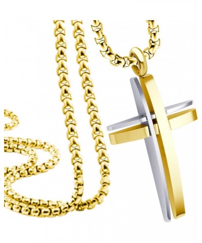 Grooved Stainless Steel Cross Necklace for Men and Women 16-24" Chain Silver & Gold 24.0 Inches $11.79 Necklaces