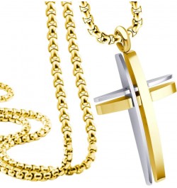 Grooved Stainless Steel Cross Necklace for Men and Women 16-24" Chain Silver & Gold 24.0 Inches $11.79 Necklaces