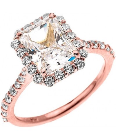 Dainty 10k Rose Gold 2 Carat Emerald Cut CZ Solitaire Engagement and Proposal Ring $117.30 Rings