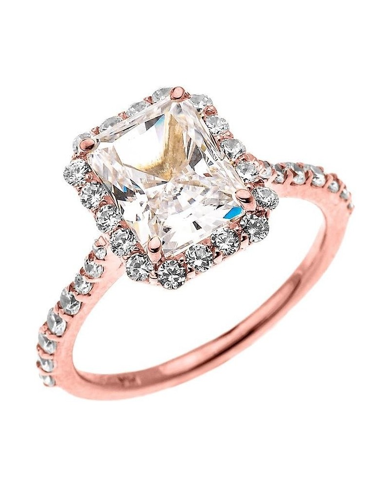 Dainty 10k Rose Gold 2 Carat Emerald Cut CZ Solitaire Engagement and Proposal Ring $117.30 Rings