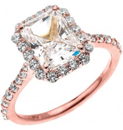 Dainty 10k Rose Gold 2 Carat Emerald Cut CZ Solitaire Engagement and Proposal Ring $117.30 Rings