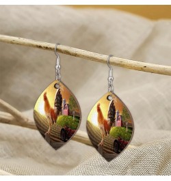 Sports Hand-drawn Basketball Earrings Leaf Dangle Earrings Lightweight Wooden Earrings Jewelry For women Girls Gift Farmhouse...