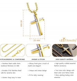 Grooved Stainless Steel Cross Necklace for Men and Women 16-24" Chain Silver & Gold 24.0 Inches $11.79 Necklaces