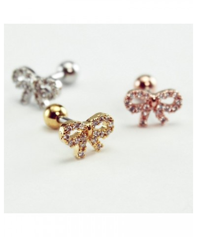 16g Bow tie Cartilage Earring, Tragus Conch Helix Earring, Ear Stud Piercing Barbell 1pc Gold, 5/16" (8mm) $9.84 Body Jewelry