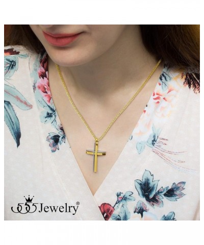 Grooved Stainless Steel Cross Necklace for Men and Women 16-24" Chain Silver & Gold 24.0 Inches $11.79 Necklaces