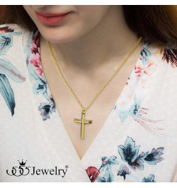 Grooved Stainless Steel Cross Necklace for Men and Women 16-24" Chain Silver & Gold 24.0 Inches $11.79 Necklaces