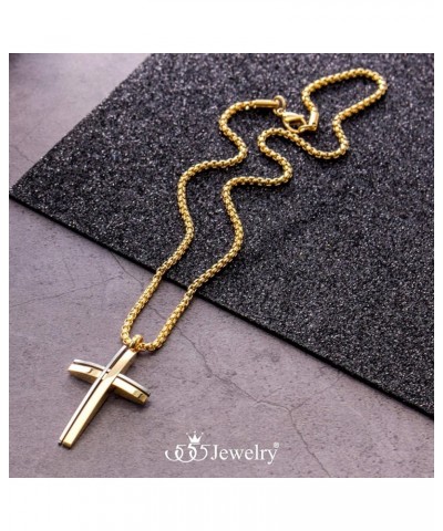 Grooved Stainless Steel Cross Necklace for Men and Women 16-24" Chain Silver & Gold 24.0 Inches $11.79 Necklaces