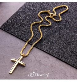 Grooved Stainless Steel Cross Necklace for Men and Women 16-24" Chain Silver & Gold 24.0 Inches $11.79 Necklaces