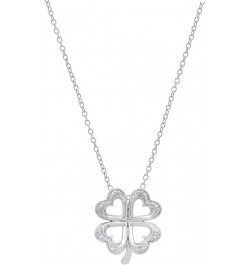 0.03 Carat (ctw) Round White Diamond Ladies Heart Shape Leaf Clover Pendant, Available in 10K/14K/18K Gold & 925 Sterling Sil...