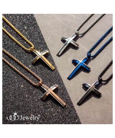 Grooved Stainless Steel Cross Necklace for Men and Women 16-24" Chain Silver & Gold 24.0 Inches $11.79 Necklaces