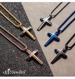 Grooved Stainless Steel Cross Necklace for Men and Women 16-24" Chain Silver & Gold 24.0 Inches $11.79 Necklaces