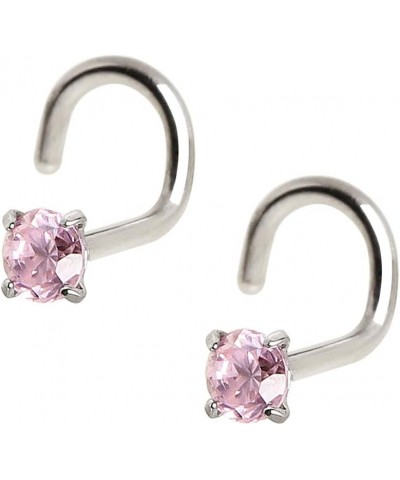 316L Surgical Steel 18GA (1mm) Screw Nose Ring with 3mm Prong Set Rond Gem //Choose Color// 2pc Pink $7.01 Body Jewelry