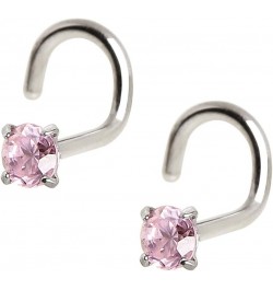 316L Surgical Steel 18GA (1mm) Screw Nose Ring with 3mm Prong Set Rond Gem //Choose Color// 2pc Pink $7.01 Body Jewelry