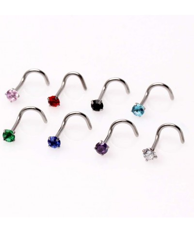 316L Surgical Steel 18GA (1mm) Screw Nose Ring with 3mm Prong Set Rond Gem //Choose Color// 2pc Pink $7.01 Body Jewelry