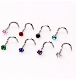 316L Surgical Steel 18GA (1mm) Screw Nose Ring with 3mm Prong Set Rond Gem //Choose Color// 2pc Pink $7.01 Body Jewelry