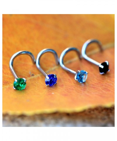 316L Surgical Steel 18GA (1mm) Screw Nose Ring with 3mm Prong Set Rond Gem //Choose Color// 2pc Pink $7.01 Body Jewelry