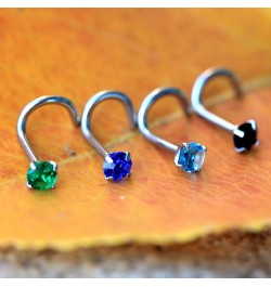 316L Surgical Steel 18GA (1mm) Screw Nose Ring with 3mm Prong Set Rond Gem //Choose Color// 2pc Pink $7.01 Body Jewelry