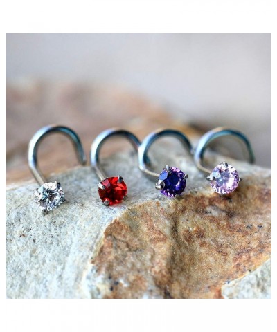 316L Surgical Steel 18GA (1mm) Screw Nose Ring with 3mm Prong Set Rond Gem //Choose Color// 2pc Pink $7.01 Body Jewelry