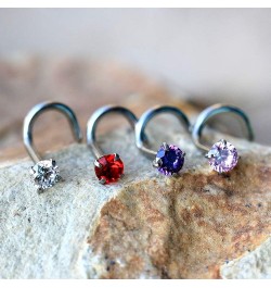 316L Surgical Steel 18GA (1mm) Screw Nose Ring with 3mm Prong Set Rond Gem //Choose Color// 2pc Pink $7.01 Body Jewelry