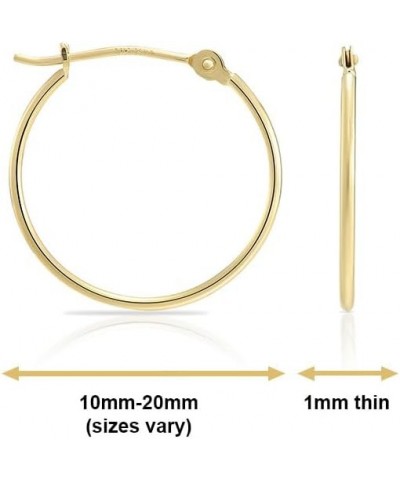 14k Yellow Gold Thin Round Hoop Earrings 14mm $28.49 Earrings