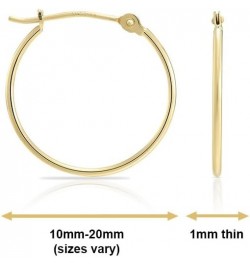 14k Yellow Gold Thin Round Hoop Earrings 14mm $28.49 Earrings