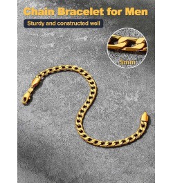 Link Bracelets for Men, Stainless Steel/Black/Gold Plated Cuban Link Chain Bracelets, Unisex Chunky Bracelets, Xmas Fathers D...