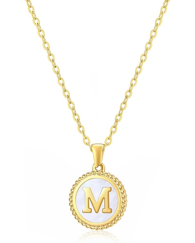 Gold Initial Necklace for Teen Girls Trendy, 18K Gold Plated letter Pendant Necklace for Women Choker Personalized Shell Neck...