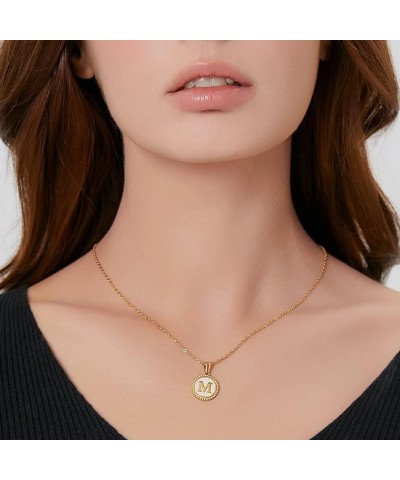 Gold Initial Necklace for Teen Girls Trendy, 18K Gold Plated letter Pendant Necklace for Women Choker Personalized Shell Neck...