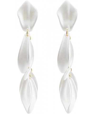 Arcylic Statement Big Earrings, Large Long Fashion Petal Chandelier Dangle Earrings for Women White A $9.35 Earrings