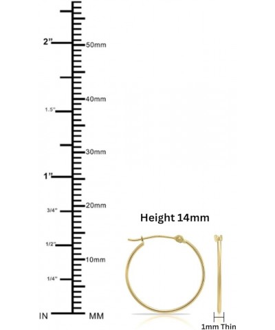 14k Yellow Gold Thin Round Hoop Earrings 14mm $28.49 Earrings