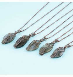 Handmade Wire Wrapped Irregular Natural Labradorite Stone Jewelry 23.5In Chain Handmade Charm Pendant Necklace 057-Labradorit...