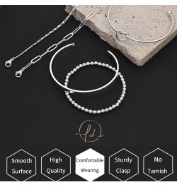 Gold Bracelets for Women, Dainty 14k Gold Bangles Bracelet Set for Women Trendy Adjustable Bead Bracelet 5pcs Silver Cuff Bra...