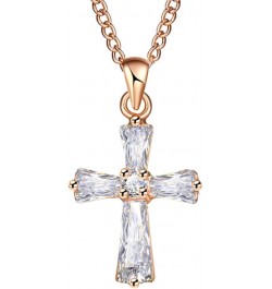 Sollarisy Cross Necklace Gemstone Necklace Faux Cubic Zirconia Cross Pendant Necklace Religious Christian Baptism Gift for Wo...