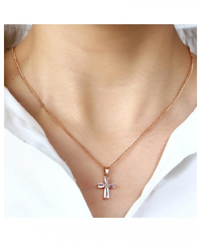 Sollarisy Cross Necklace Gemstone Necklace Faux Cubic Zirconia Cross Pendant Necklace Religious Christian Baptism Gift for Wo...