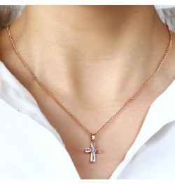 Sollarisy Cross Necklace Gemstone Necklace Faux Cubic Zirconia Cross Pendant Necklace Religious Christian Baptism Gift for Wo...