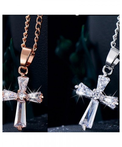 Sollarisy Cross Necklace Gemstone Necklace Faux Cubic Zirconia Cross Pendant Necklace Religious Christian Baptism Gift for Wo...