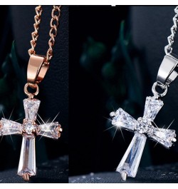 Sollarisy Cross Necklace Gemstone Necklace Faux Cubic Zirconia Cross Pendant Necklace Religious Christian Baptism Gift for Wo...