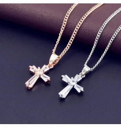 Sollarisy Cross Necklace Gemstone Necklace Faux Cubic Zirconia Cross Pendant Necklace Religious Christian Baptism Gift for Wo...