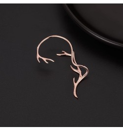 Platinum Plated Copper Cartilage Cuff Earring Non Piercing Wraps for Women Girls Clip Ons Earring Climber T-Rose Gold (Right)...