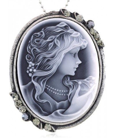 SoulBreeze Cameo Pendant Necklace Charm Fashion Jewelry Gift for Mom Mother Women Grey $10.61 Necklaces