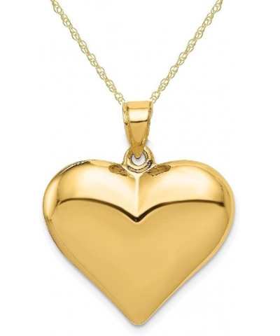 14k Yellow Gold 3 D Puffed Heart Pendant Charm for Women 18 inch 14K Chain $98.03 Necklaces