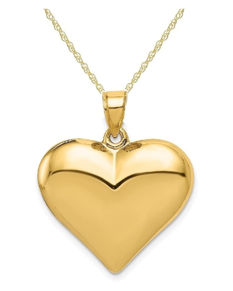 14k Yellow Gold 3 D Puffed Heart Pendant Charm for Women 18 inch 14K Chain $98.03 Necklaces